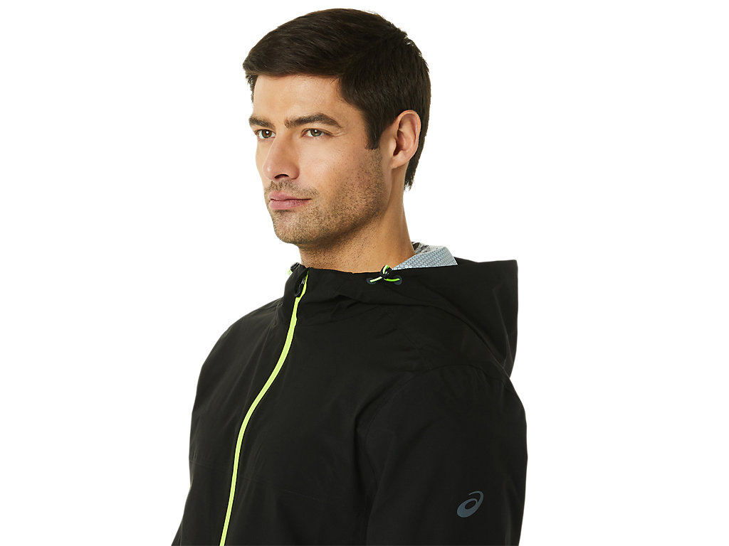 Men's Asics Waterproof Jackets Black / Green | 8709-JOTQI