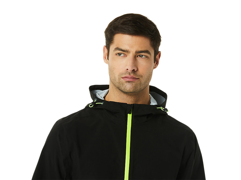 Men's Asics Waterproof Jackets Black / Green | 8709-JOTQI