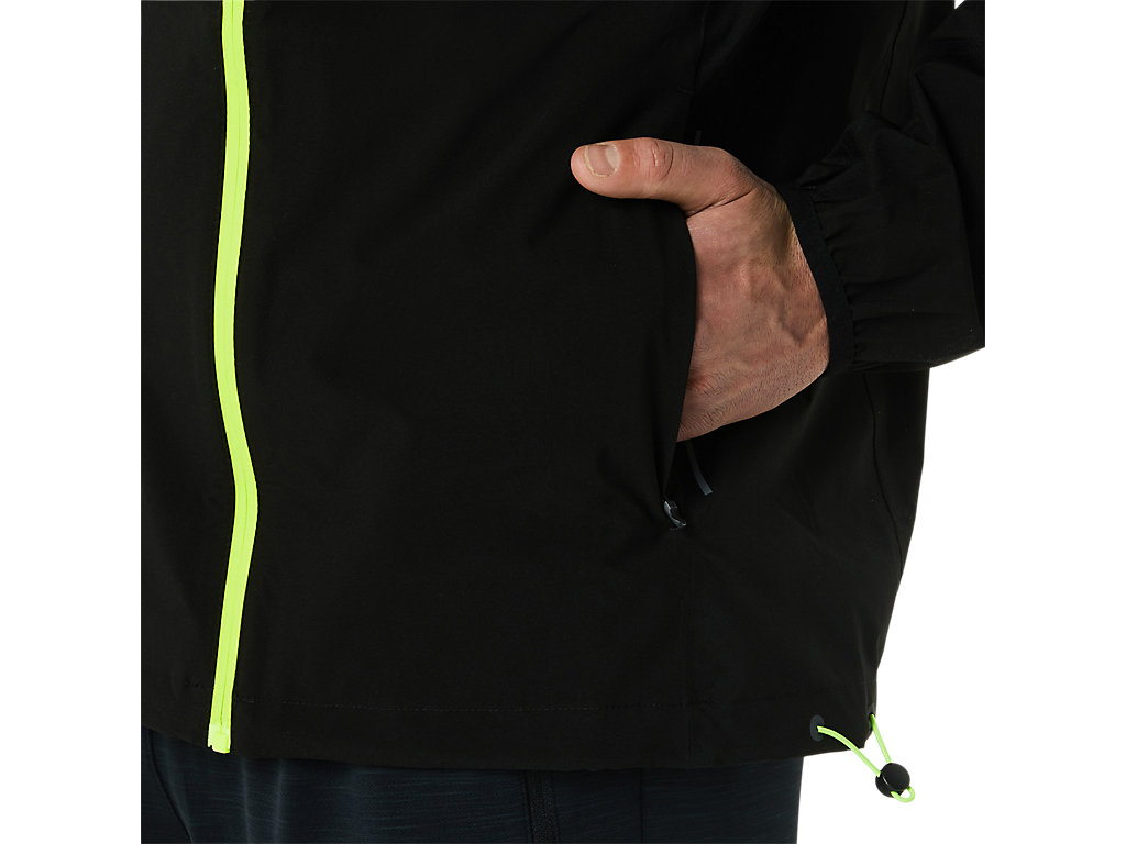 Men's Asics Waterproof Jackets Black / Green | 8709-JOTQI