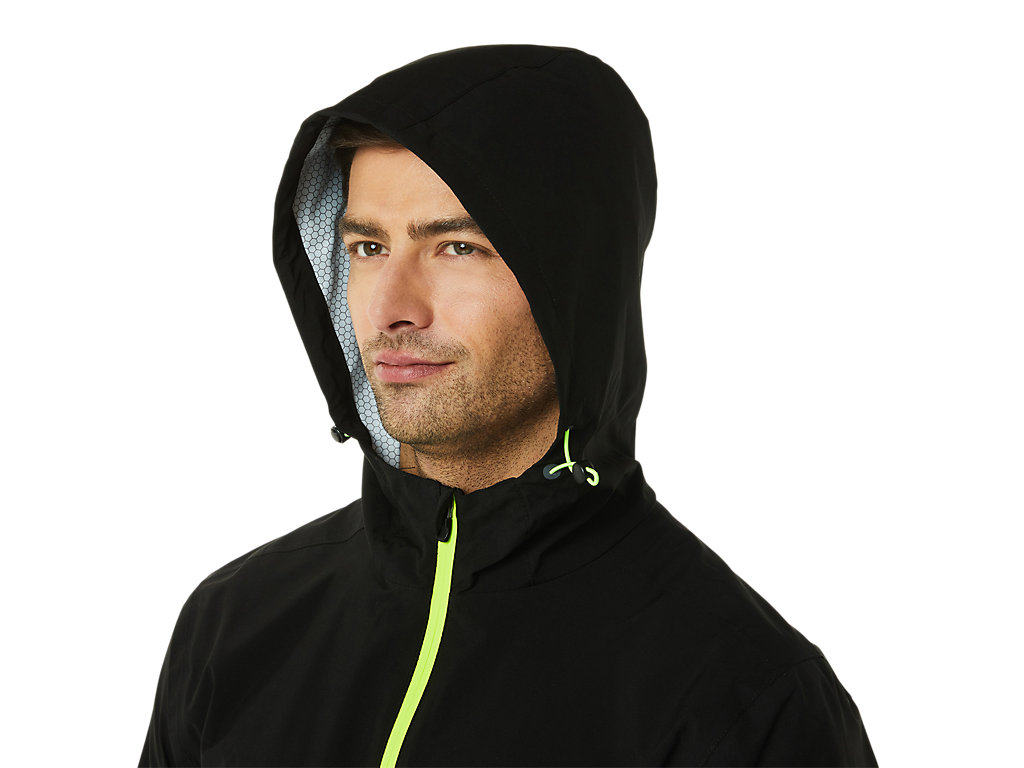 Men's Asics Waterproof Jackets Black / Green | 8709-JOTQI