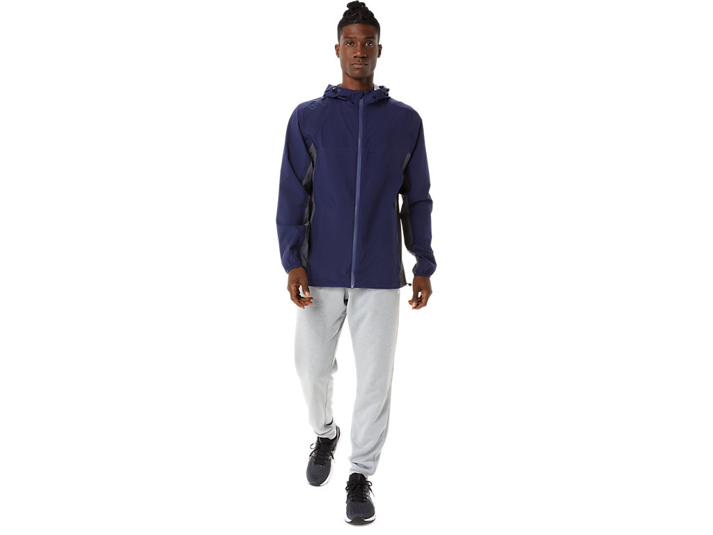 Men's Asics Waterproof Jackets Navy / Grey | 3952-GJBWA