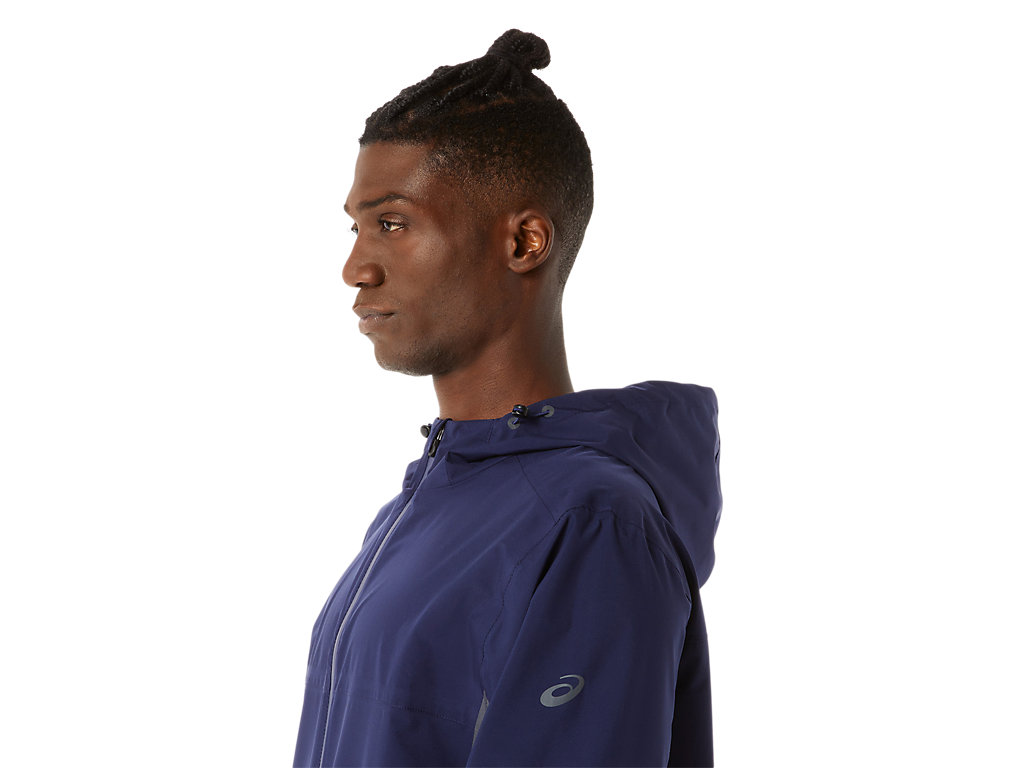 Men's Asics Waterproof Jackets Navy / Grey | 3952-GJBWA