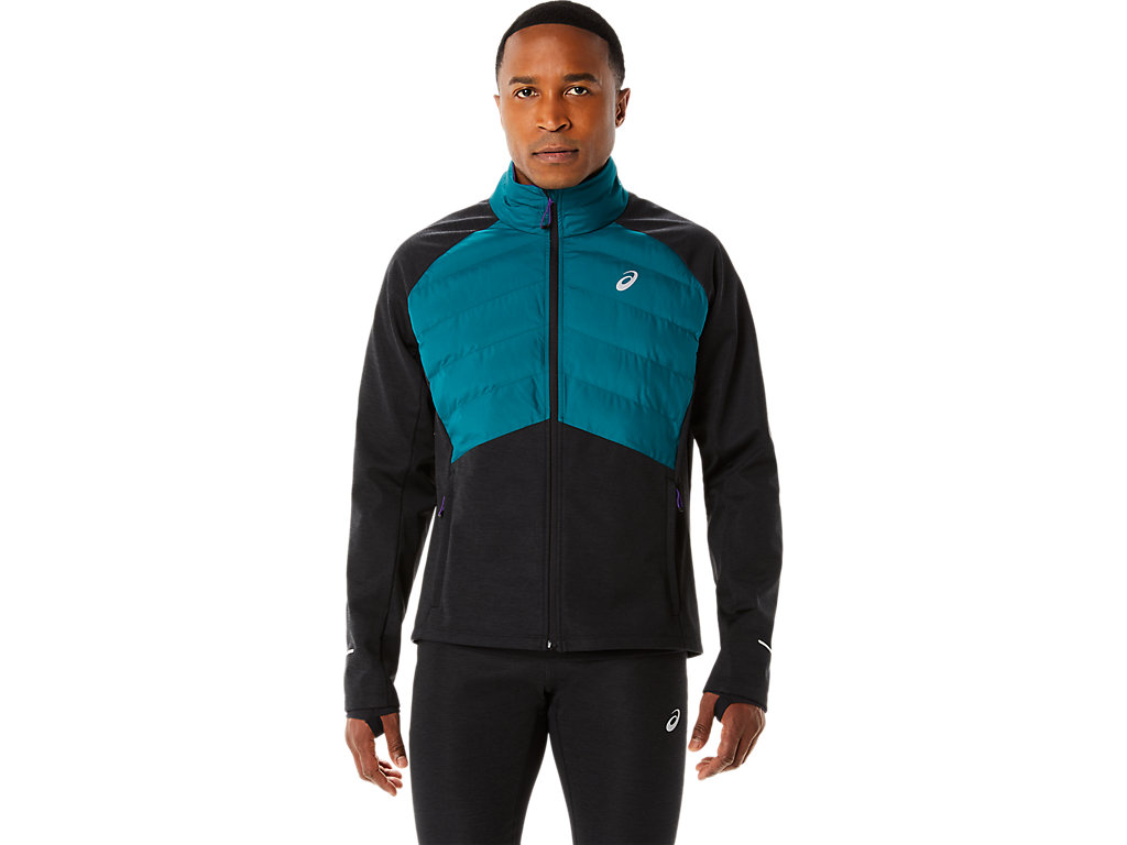 Men\'s Asics Winter Run Jackets Deep Green / Black | 5186-TOIWL