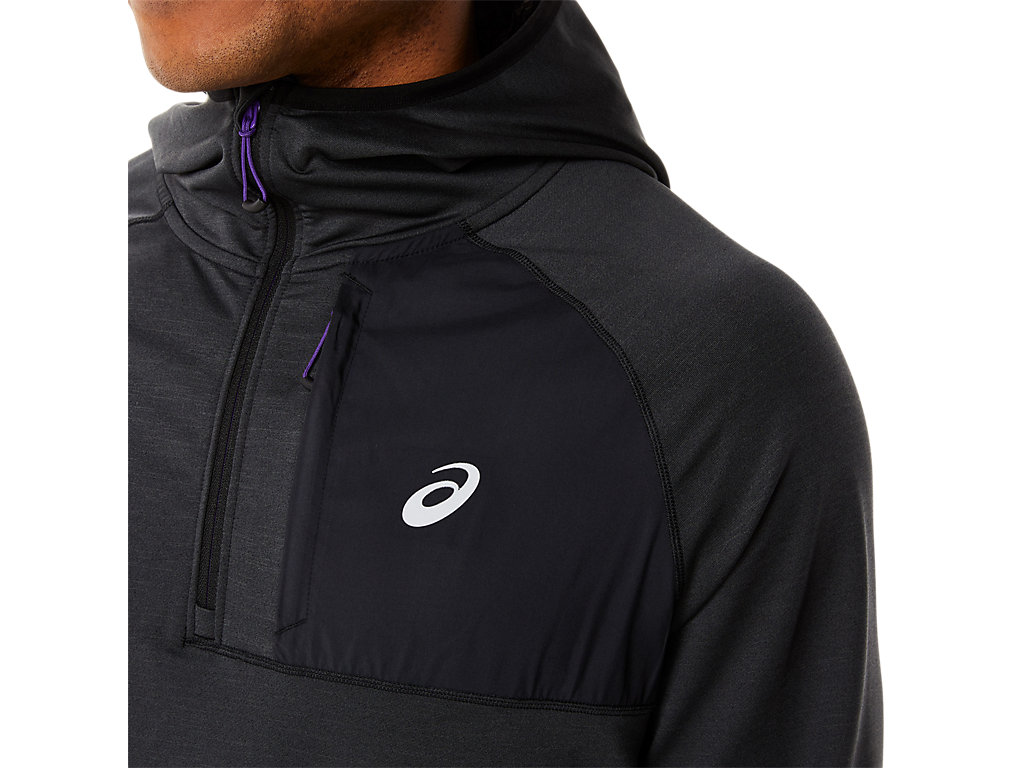 Men's Asics Winter Run Long Sleeve Hoodie Black | 6531-MQGZX