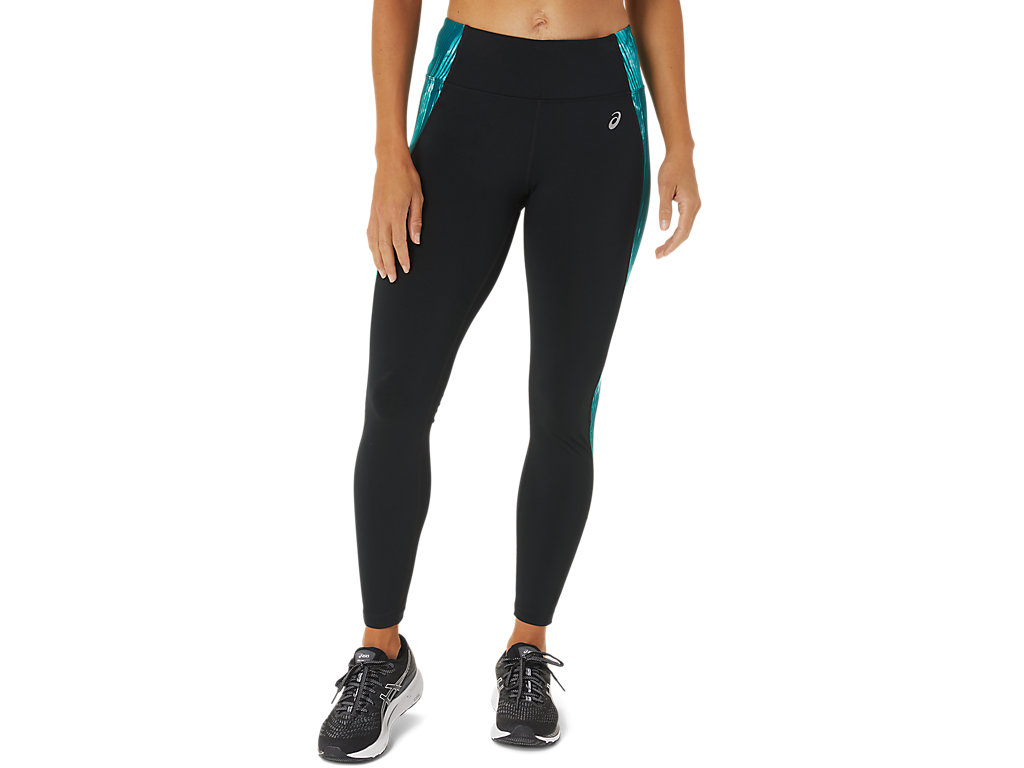 Women\'s Asics 7/8 Performance Leggings Black / Deep Green | 1586-WDRJE