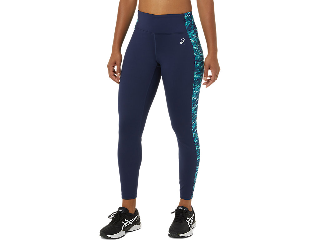 Women\'s Asics 7/8 Performance Leggings Navy / Multicolor | 6493-LGIZB