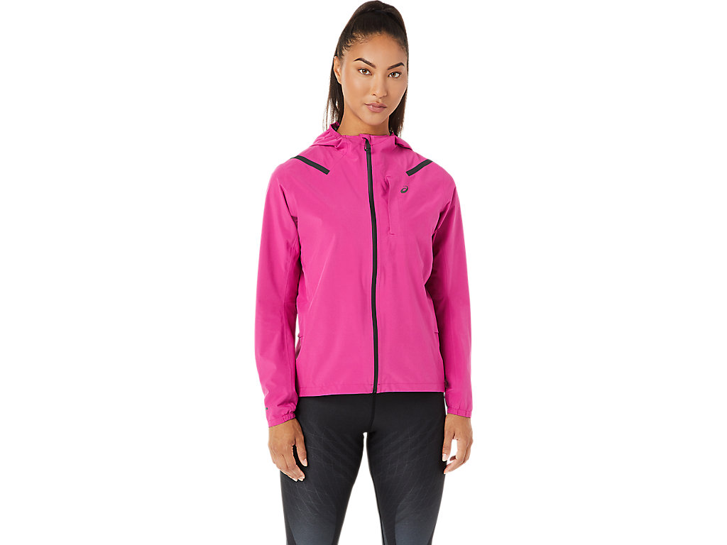 Women\'s Asics Accelerate Waterproof 2.0 Jackets Fuchsia Red | 1879-NXBIK