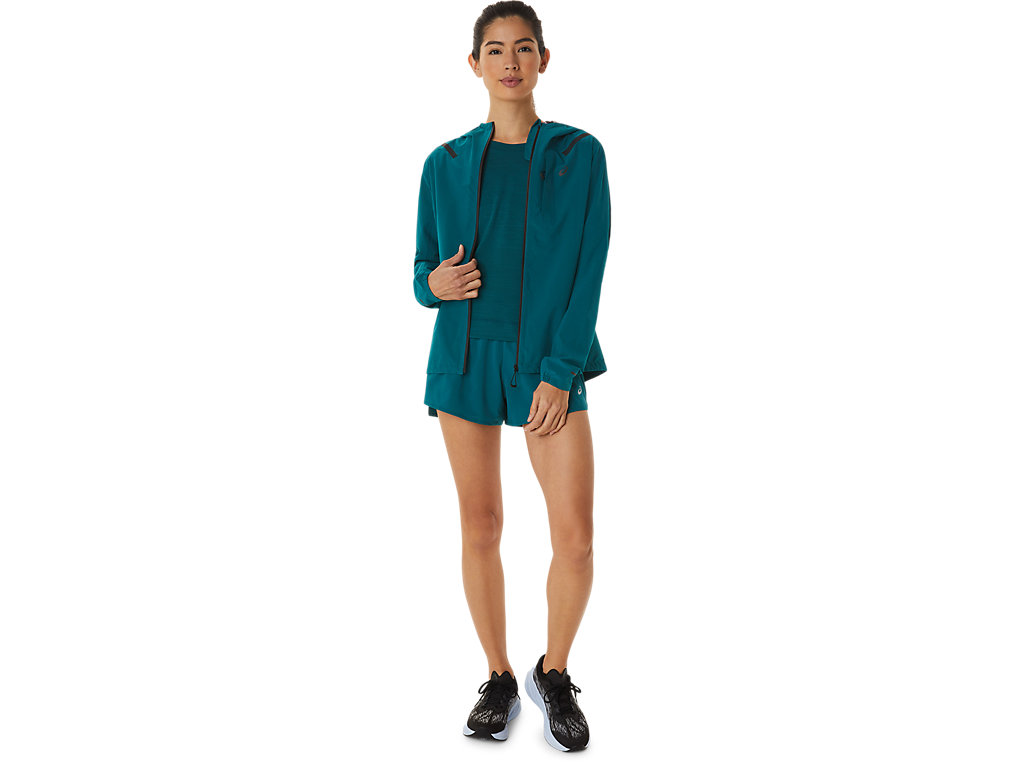 Women's Asics Accelerate Waterproof 2.0 Jackets Deep Green | 3891-RXGPQ