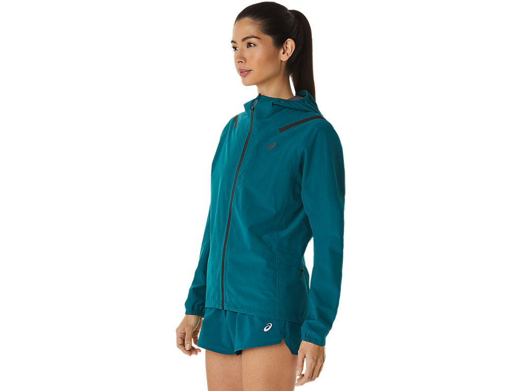 Women's Asics Accelerate Waterproof 2.0 Jackets Deep Green | 3891-RXGPQ