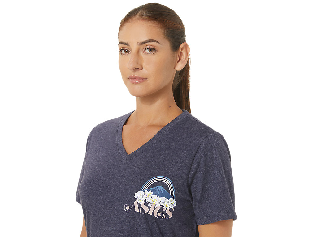 Women's Asics Adventure Alanna Vneck T Shirts Navy | 6471-XWYUB