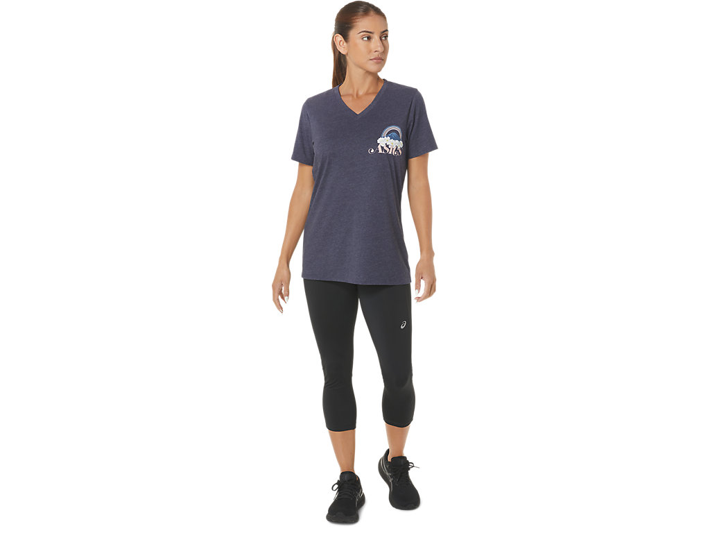 Women's Asics Adventure Alanna Vneck T Shirts Navy | 6471-XWYUB