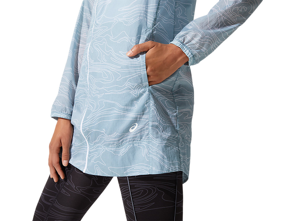 Women's Asics Airy Woven Long Jackets Blue | 2581-QERSO