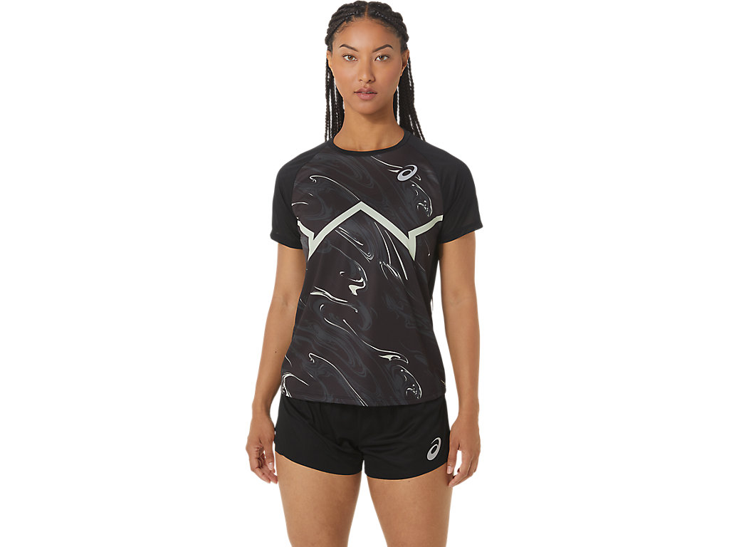 Women\'s Asics Cj-Line Light Sleeve T Shirts Black / Green | 1497-GQBTK