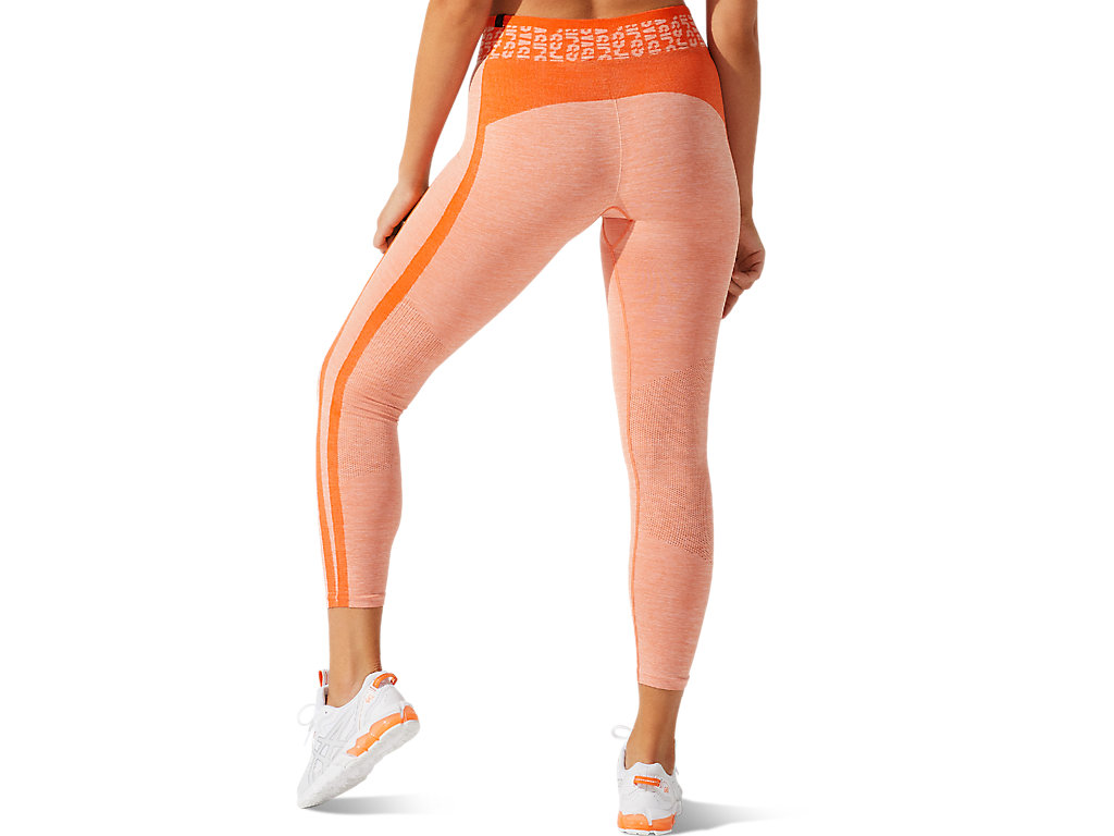 Women's Asics Cropped Logo Seamless Leggings Orange | 5810-EHCWN