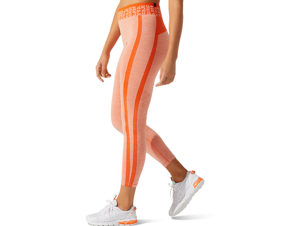 Women's Asics Cropped Logo Seamless Leggings Orange | 5810-EHCWN