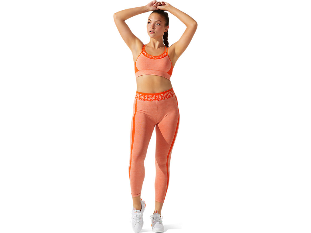 Women's Asics Cropped Logo Seamless Leggings Orange | 5810-EHCWN