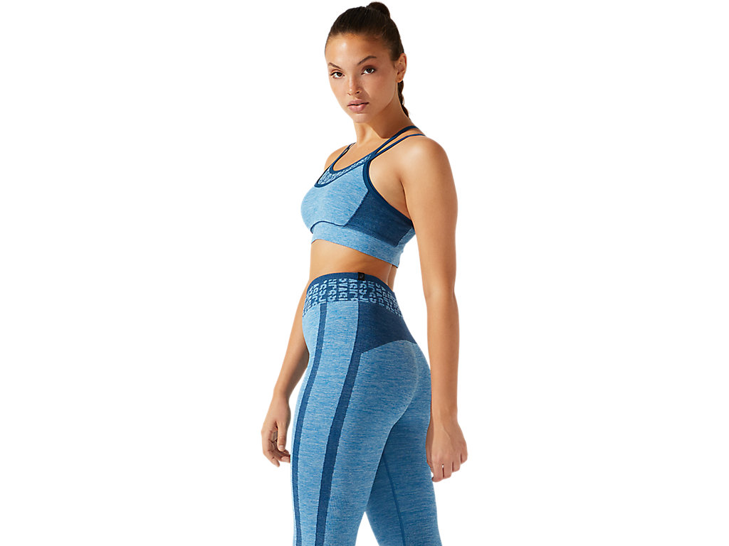 Women's Asics Cropped Logo Seamless Sports Bra Blue | 6702-FYNLC