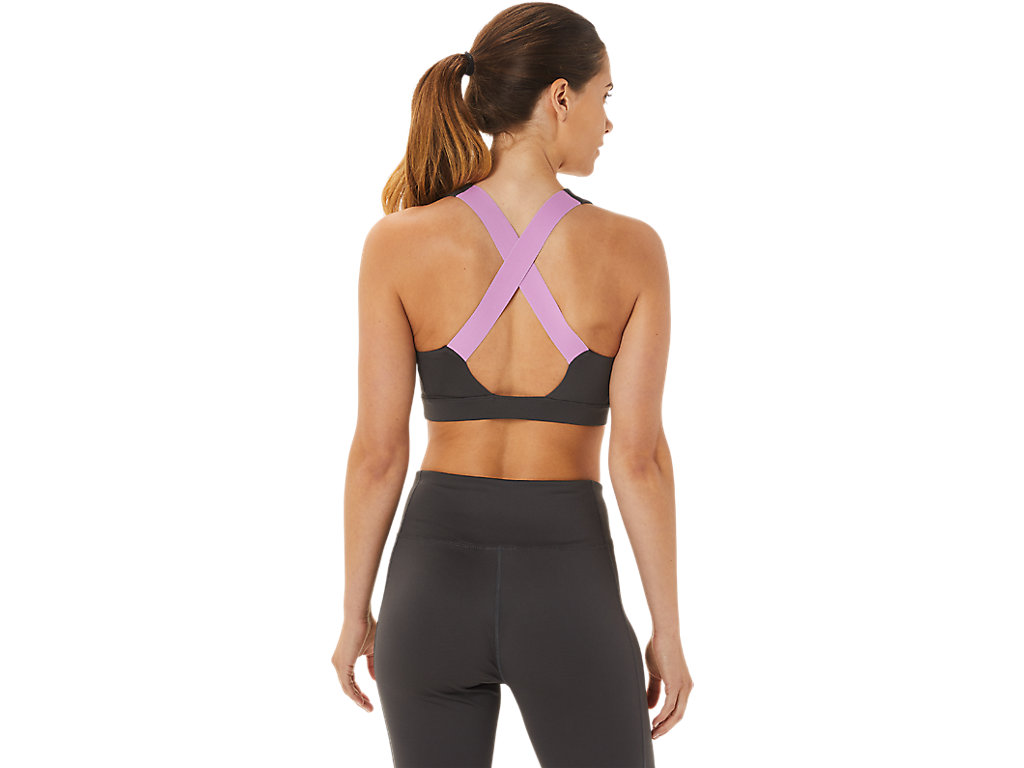 Women's Asics Cross Back Strapped Sports Bra Obsidian Grey | 5701-STYBI