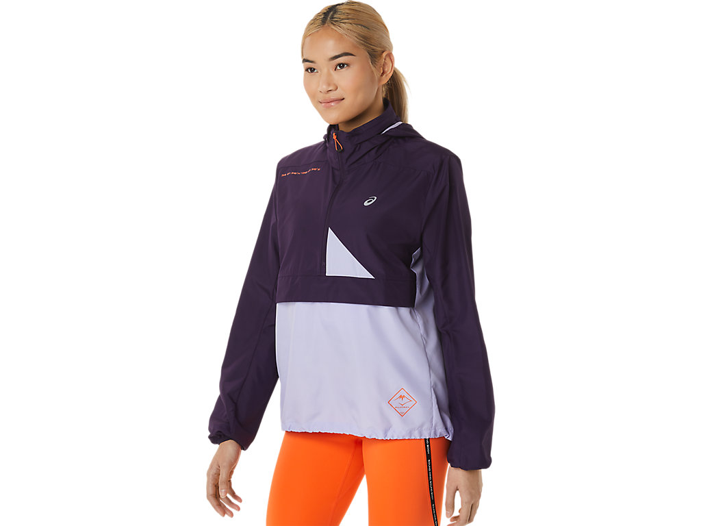 Women's Asics Fujitrail Anorak Jackets Purple | 9207-SYWOX