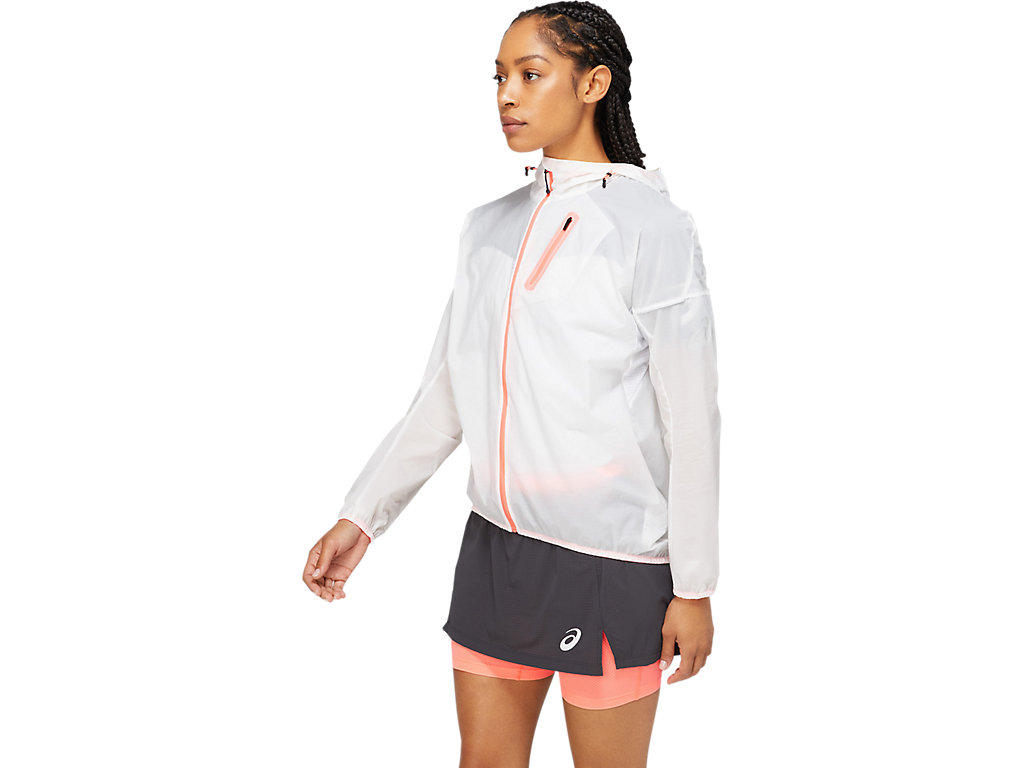 Women's Asics Fujitrail Jackets White / Coral | 3469-YXPLM