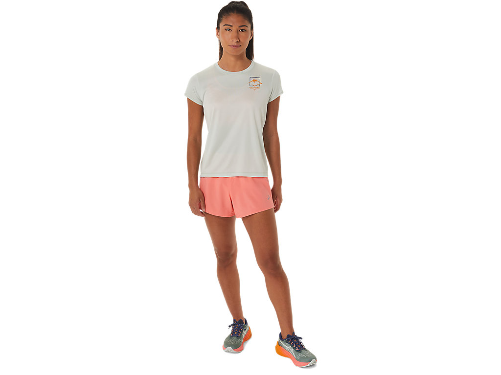 Women's Asics Fujitrail Logo Sleeve T Shirts Light Olive | 2301-FNBZS