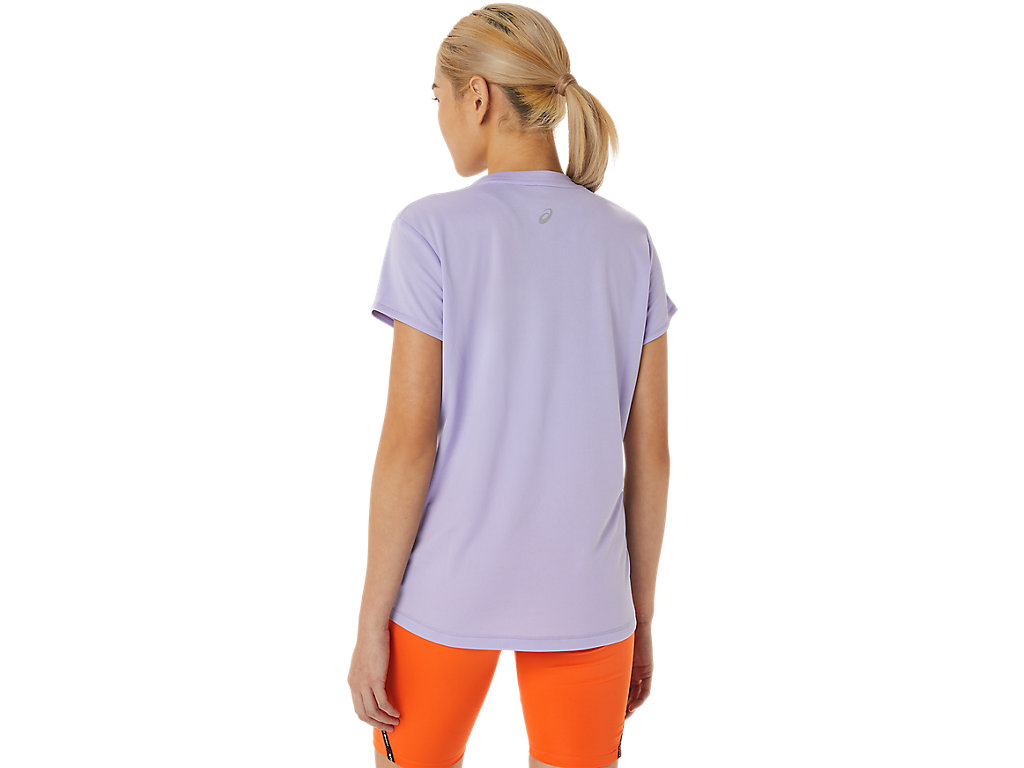 Women's Asics Fujitrail Logo Sleeve T Shirts Purple | 5019-JIUTZ