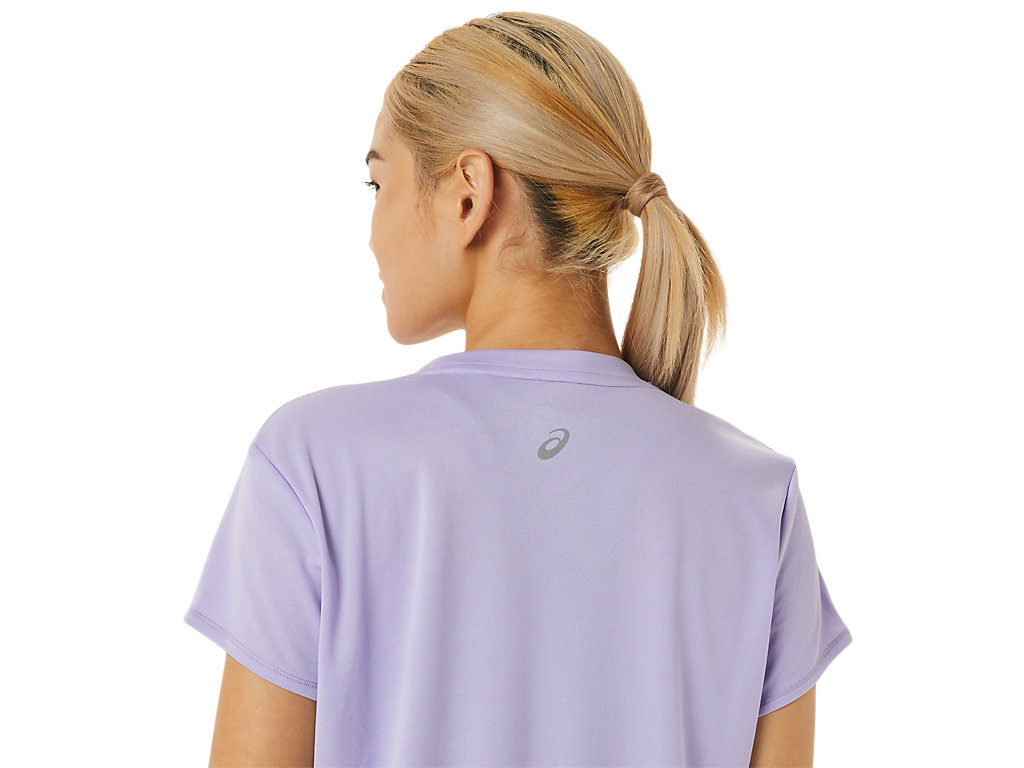 Women's Asics Fujitrail Logo Sleeve T Shirts Purple | 5019-JIUTZ