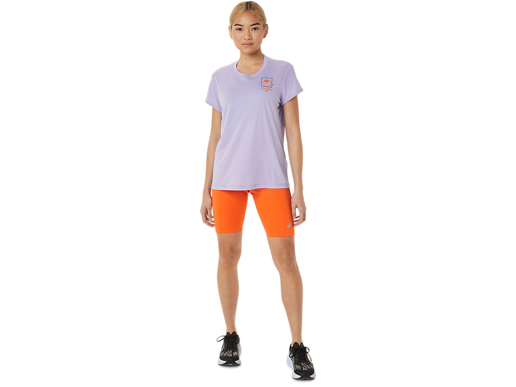 Women's Asics Fujitrail Logo Sleeve T Shirts Purple | 5019-JIUTZ