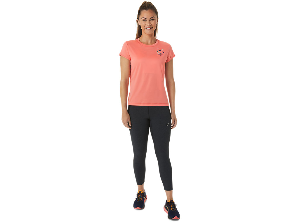 Women's Asics Fujitrail Logo Sleeve T Shirts Pink | 8179-RPXGU