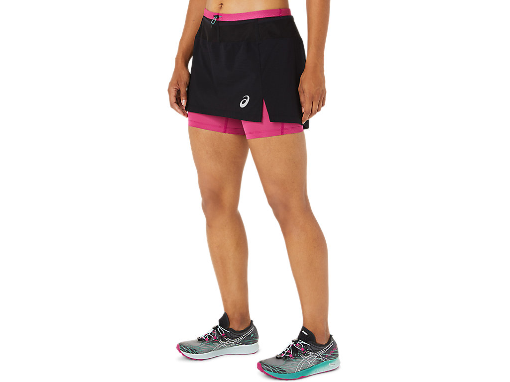 Women's Asics Fujitrail Skort Skirts Black / Fuchsia Red | 4927-VBCXA