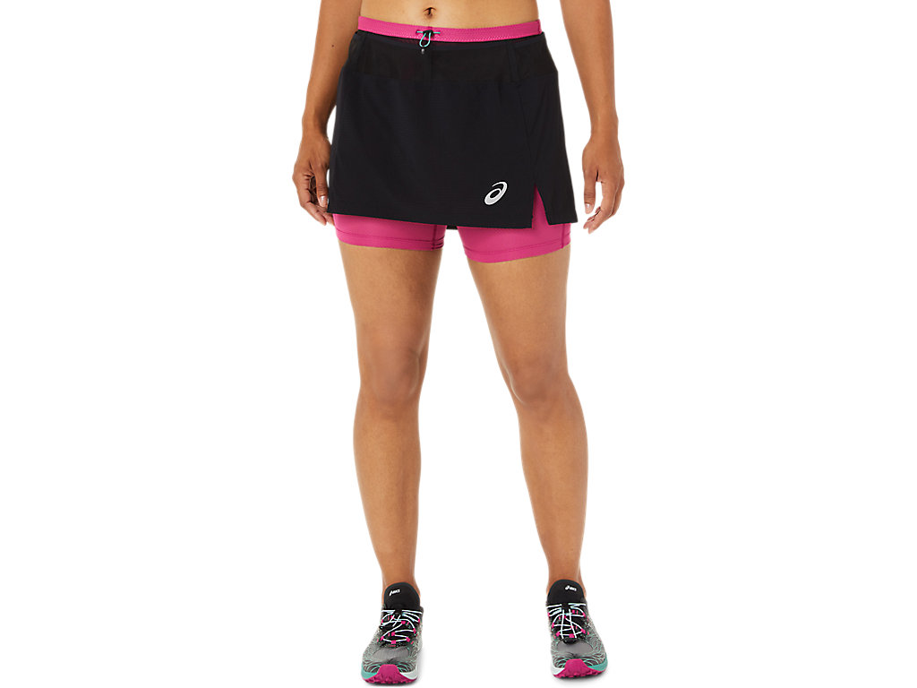 Women\'s Asics Fujitrail Skort Skirts Black / Fuchsia Red | 4927-VBCXA