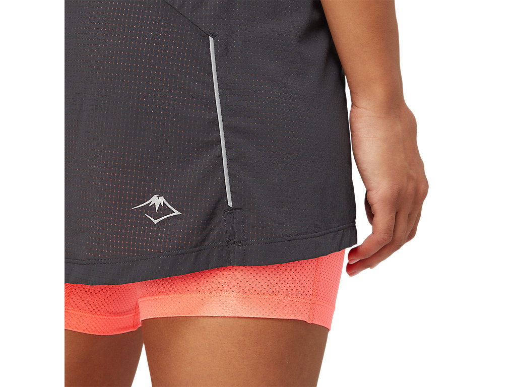 Women's Asics Fujitrail Skort Skirts Deep Grey / Coral | 1640-ZIJRD