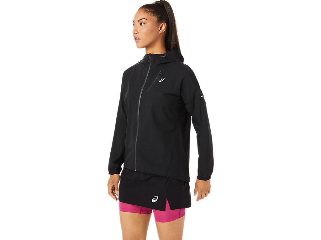 Women's Asics Fujitrail Waterproof Jackets Black | 0257-KCOSQ