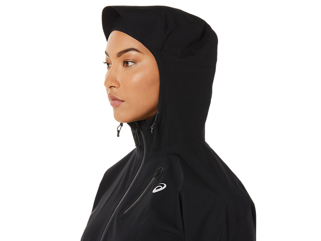 Women's Asics Fujitrail Waterproof Jackets Black | 0257-KCOSQ