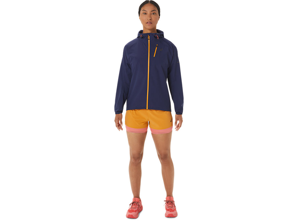 Women's Asics Fujitrail Waterproof Jackets Indigo Blue / Beige | 0382-YQIDH