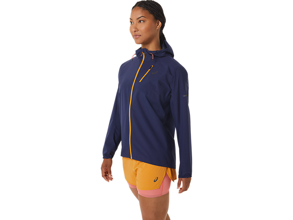 Women's Asics Fujitrail Waterproof Jackets Indigo Blue / Beige | 0382-YQIDH