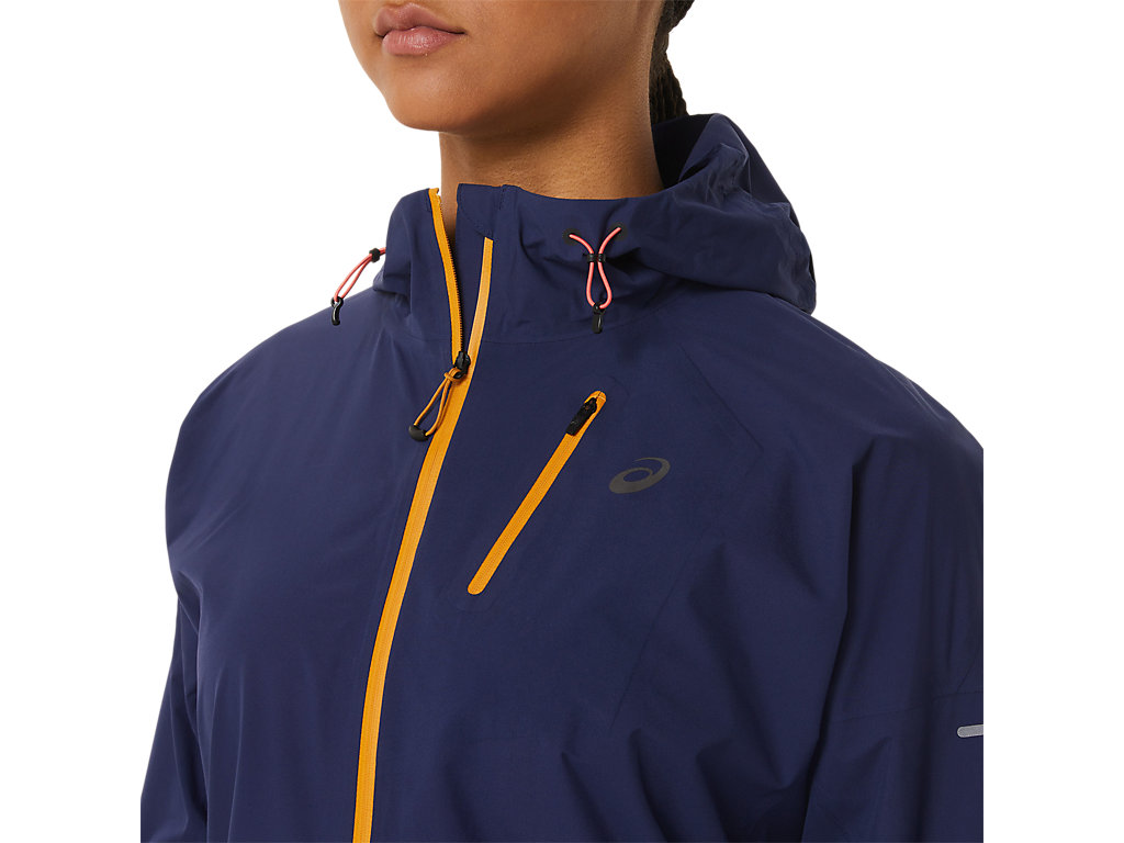 Women's Asics Fujitrail Waterproof Jackets Indigo Blue / Beige | 0382-YQIDH