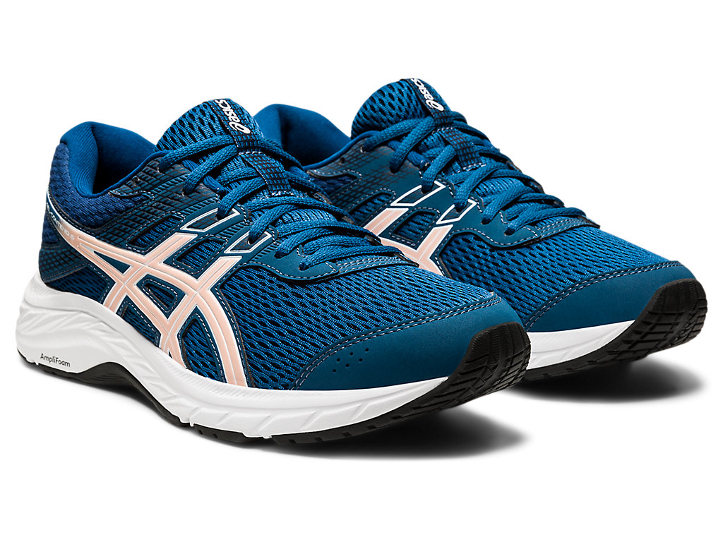 Women's Asics Gel-Contend 6 Walking Shoes Blue / Coral | 6498-LVWYJ