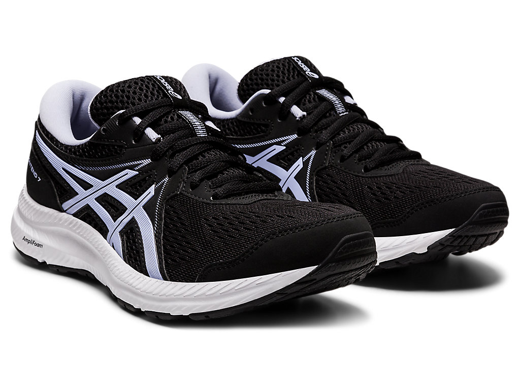 Women's Asics Gel-Contend 7 Walking Shoes Black / Purple | 6380-ZLETJ