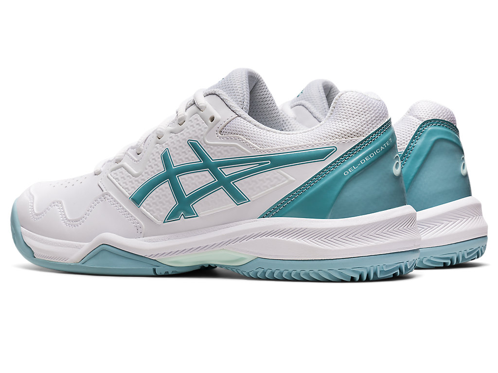 Women's Asics Gel-Dedicate 7 Clay Tennis Shoes White / Blue | 9238-LGHAX