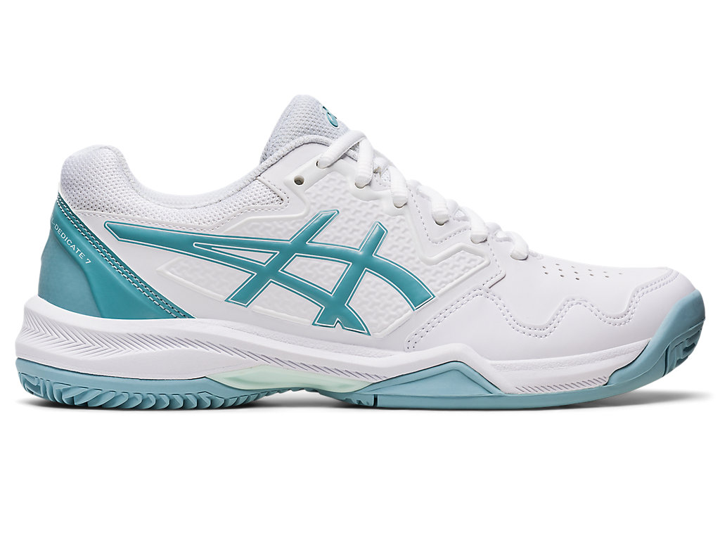 Women\'s Asics Gel-Dedicate 7 Clay Tennis Shoes White / Blue | 9238-LGHAX