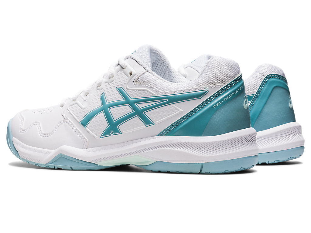 Women's Asics Gel-Dedicate 7 Tennis Shoes White / Blue | 6405-CDPRU