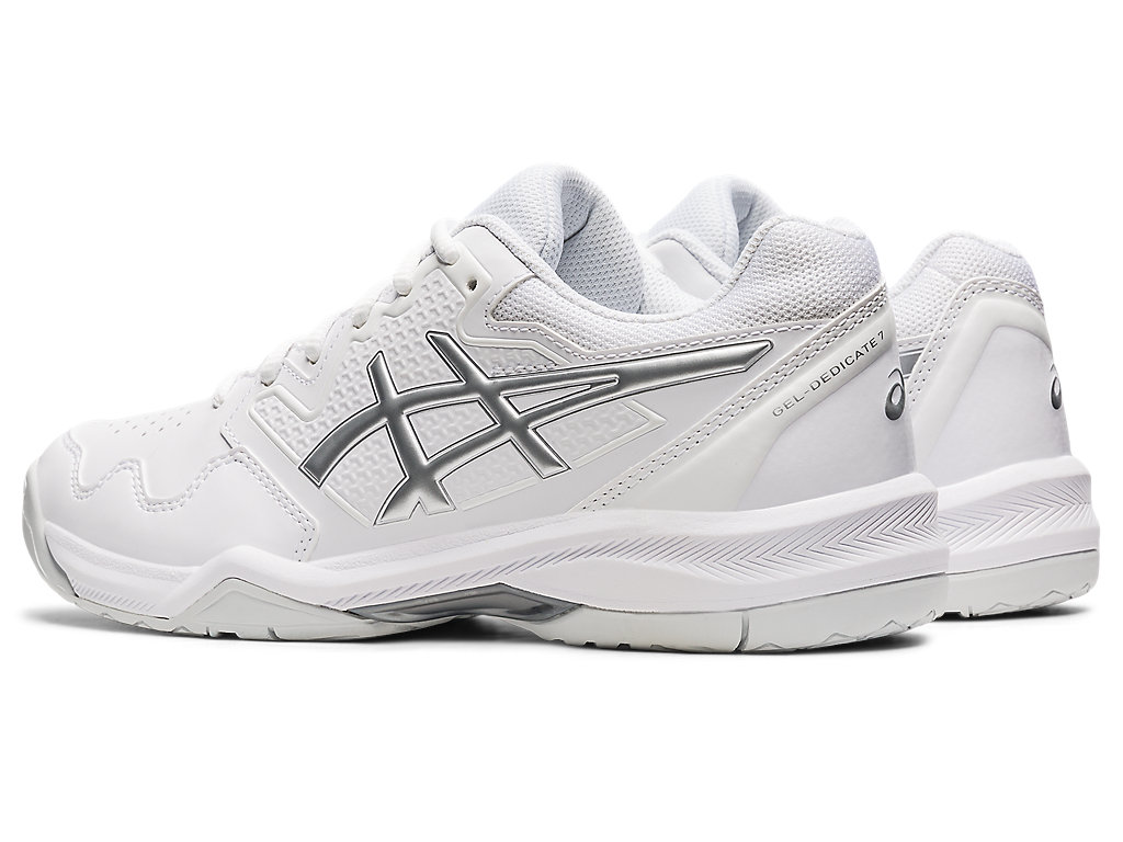 Women's Asics Gel-Dedicate 7 Tennis Shoes White / Silver | 7540-JUQLH