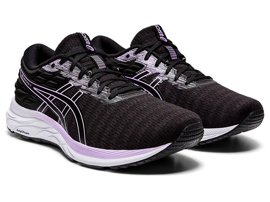 Women's Asics Gel-Excite 7 Twist Walking Shoes Black / Purple | 1358-BLNUF