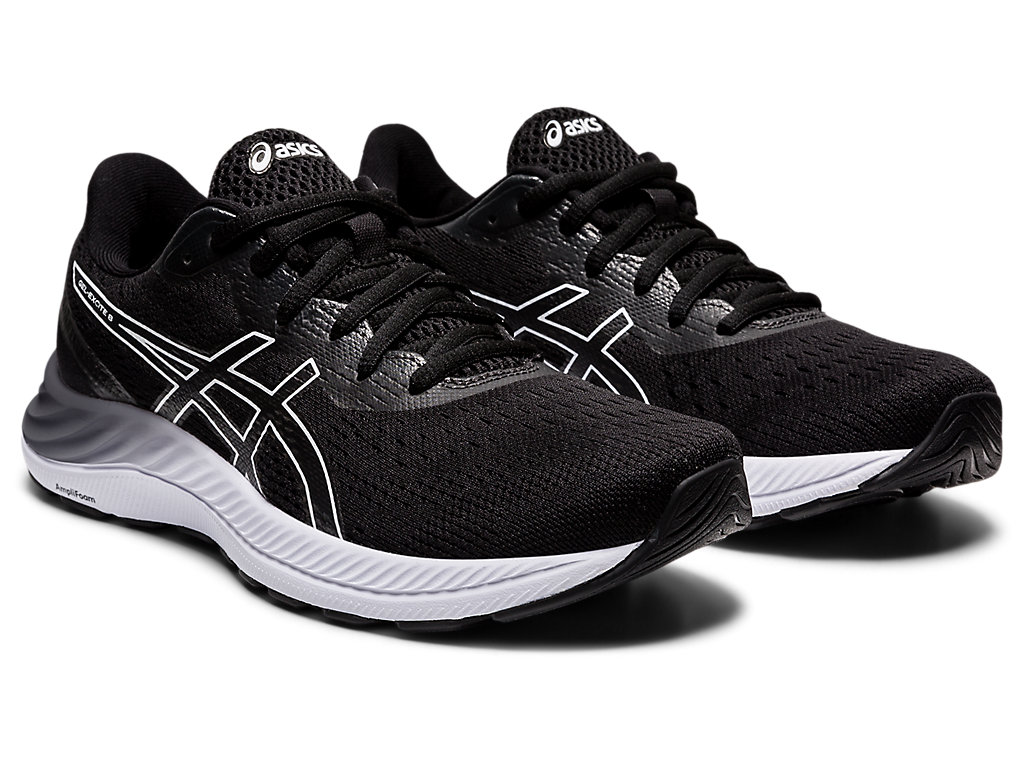 Women's Asics Gel-Excite 8 Walking Shoes Black / White | 6502-ICHNQ