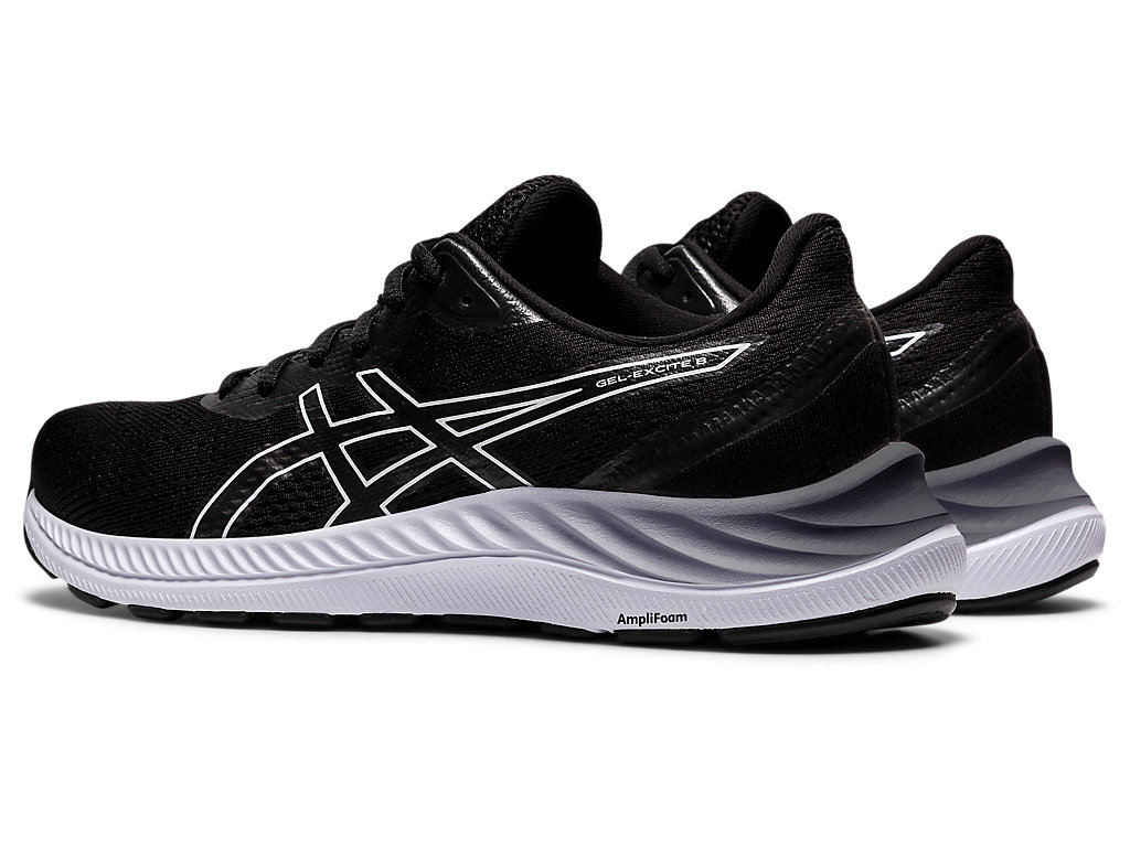 Women's Asics Gel-Excite 8 Walking Shoes Black / White | 6502-ICHNQ