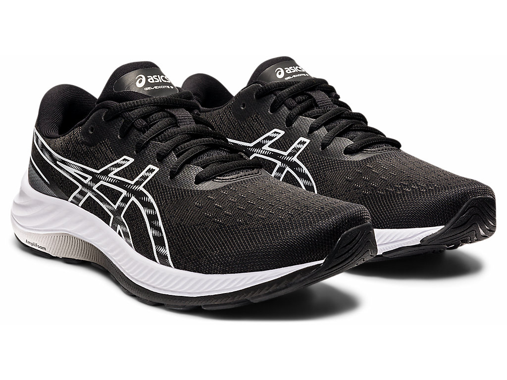 Women's Asics Gel-Excite 9 Walking Shoes Black / White | 7396-QHYDR