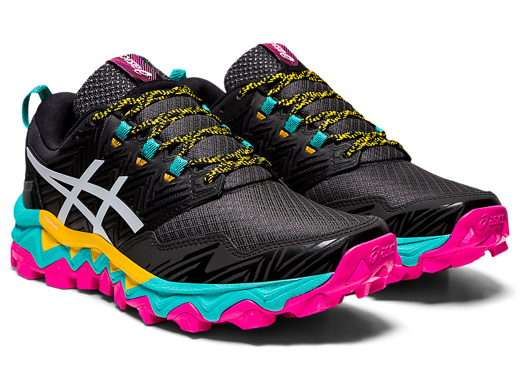 Women's Asics Gel-Fujitrabuco 8 Trail Running Shoes Black / White | 8153-FQYJN