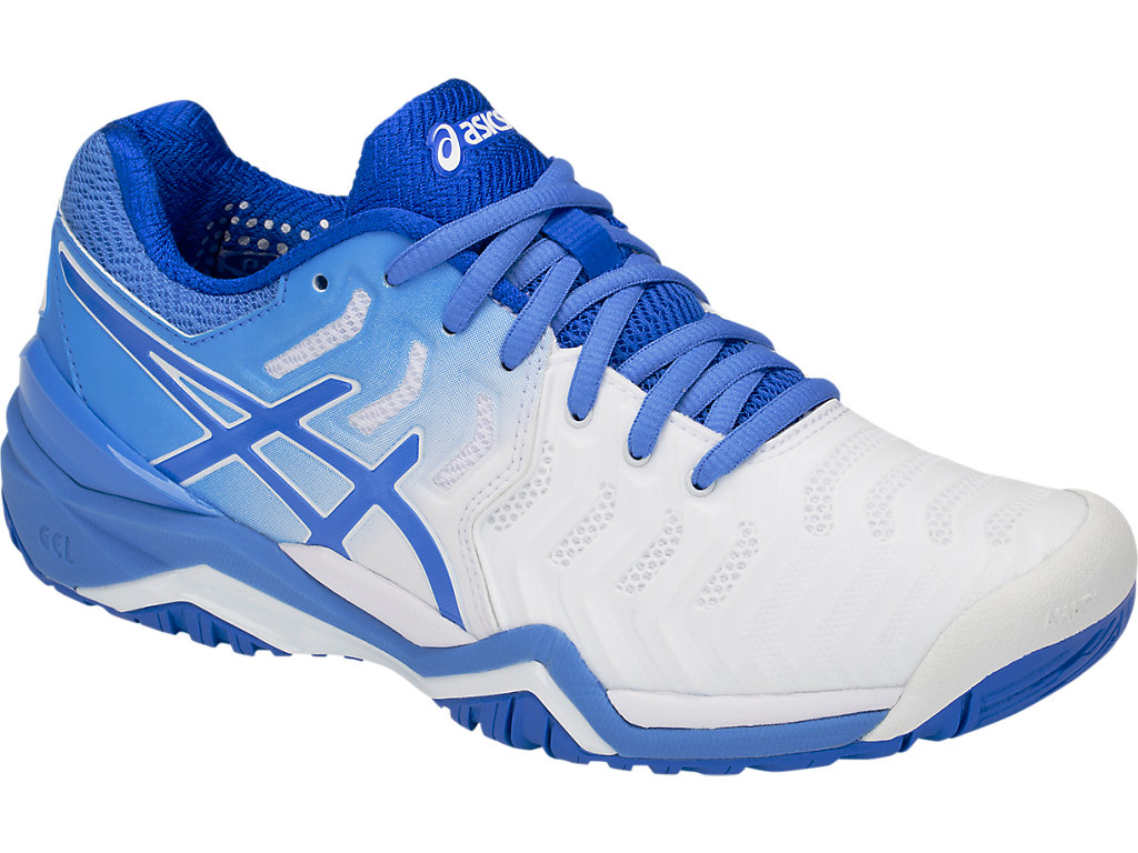 Women's Asics Gel-Resolution 7 Tennis Shoes White / Blue | 3607-BOKCI