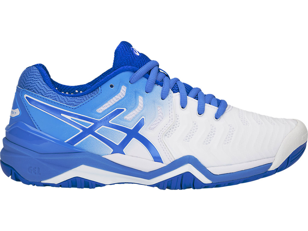 Women\'s Asics Gel-Resolution 7 Tennis Shoes White / Blue | 3607-BOKCI